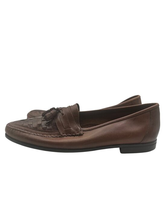 Oleg Cassini 11.5 Genuine Leather Tassel Loafers Woven Design Slip-On Style Brow main image 12